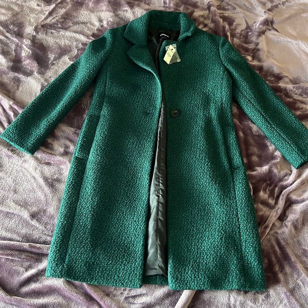 Express Women’s Boucle Coat Emerald Green - Picture 2 of 2